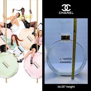 CHANEL CHANCE Large Factice Rare Vintage Display Glass Bottle with Stopper